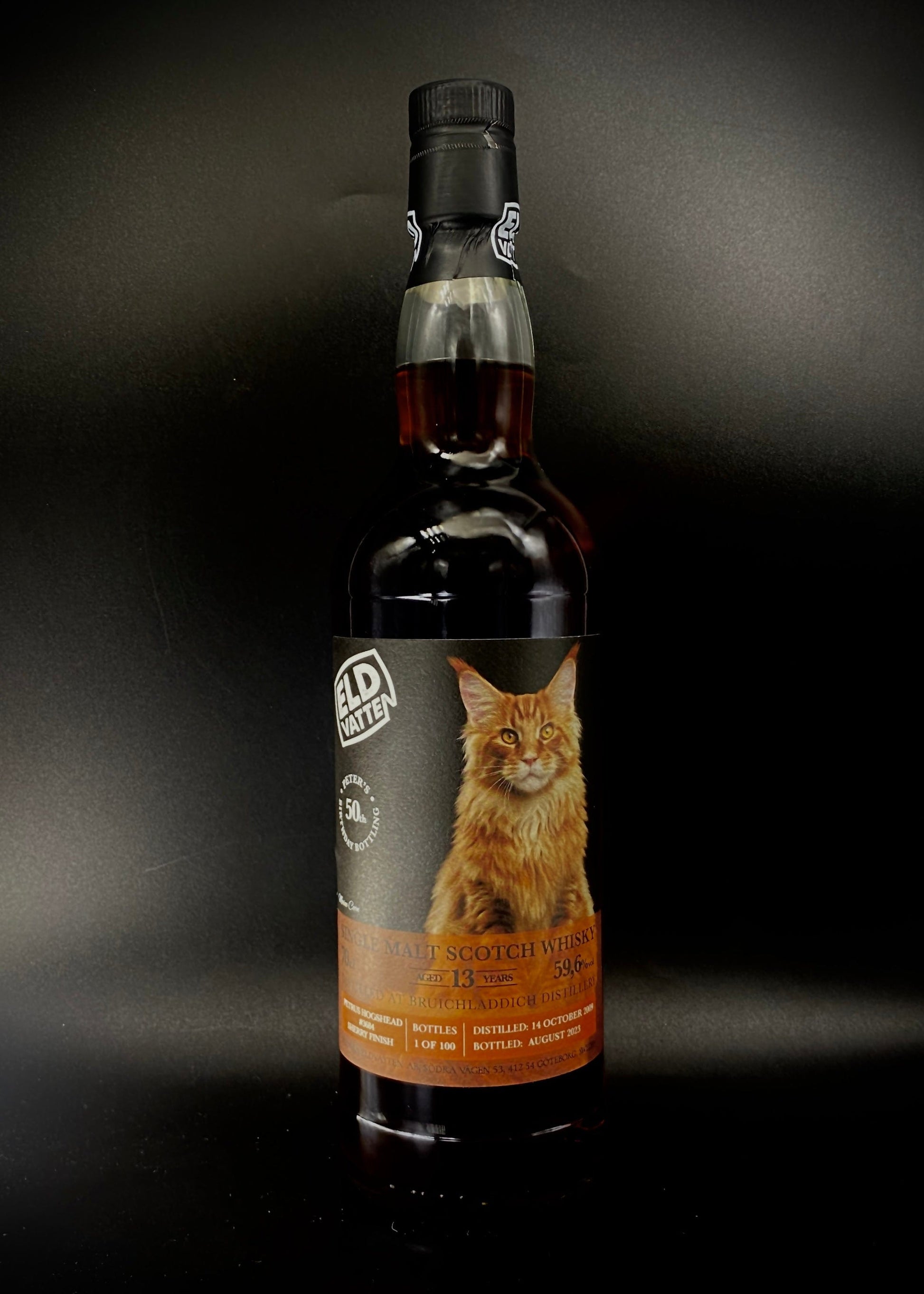 Horny Pony  Bruichladdich 13y/o Petrus Hogshead #3684 Cat Label Svenska Eldvatten 59.6%ABV