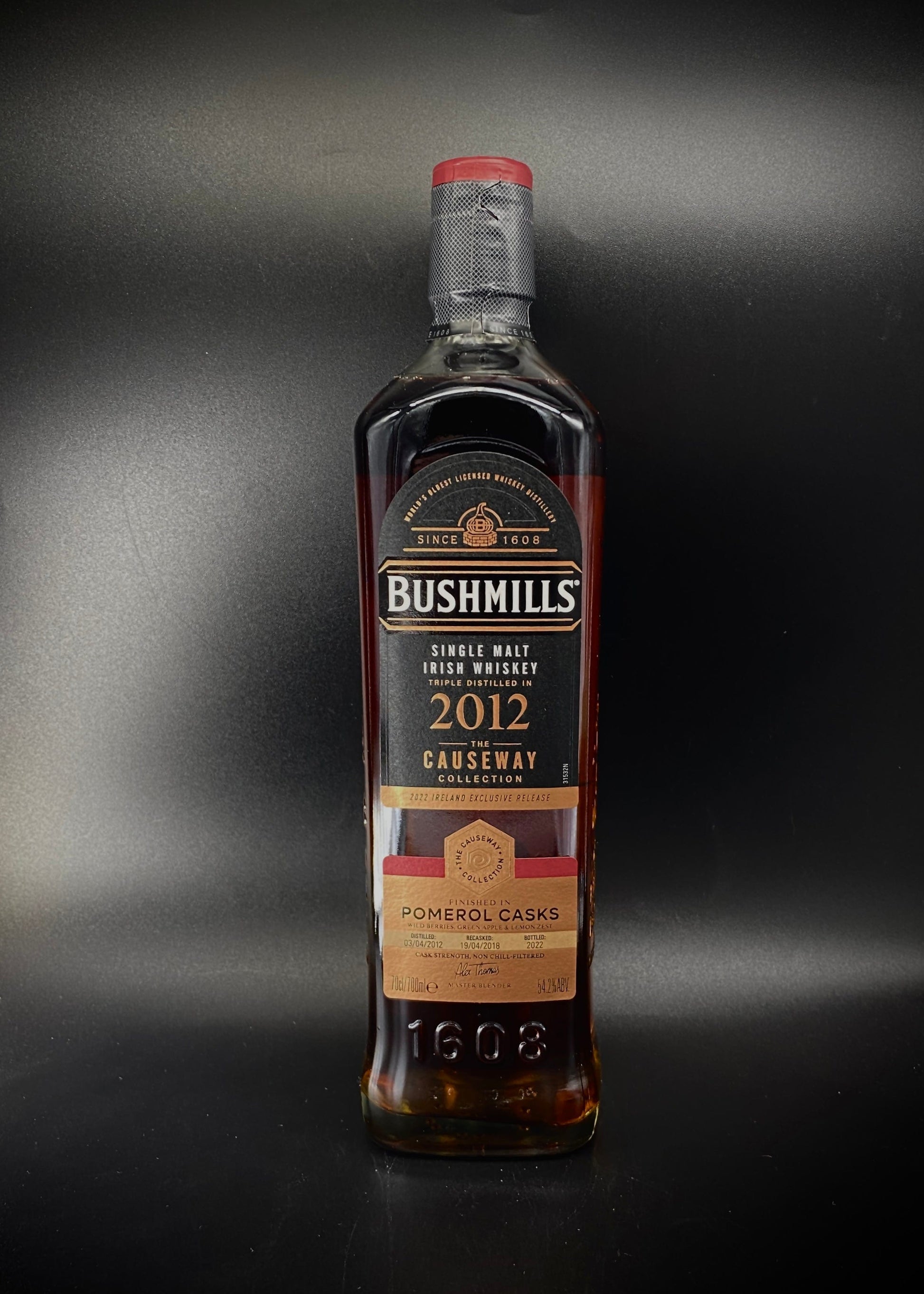 Horny Pony  Bushmills 2012 The Causeway Collection Pomerol Cask Single Malt Irish Whiskey 54.2%ABV 30ml