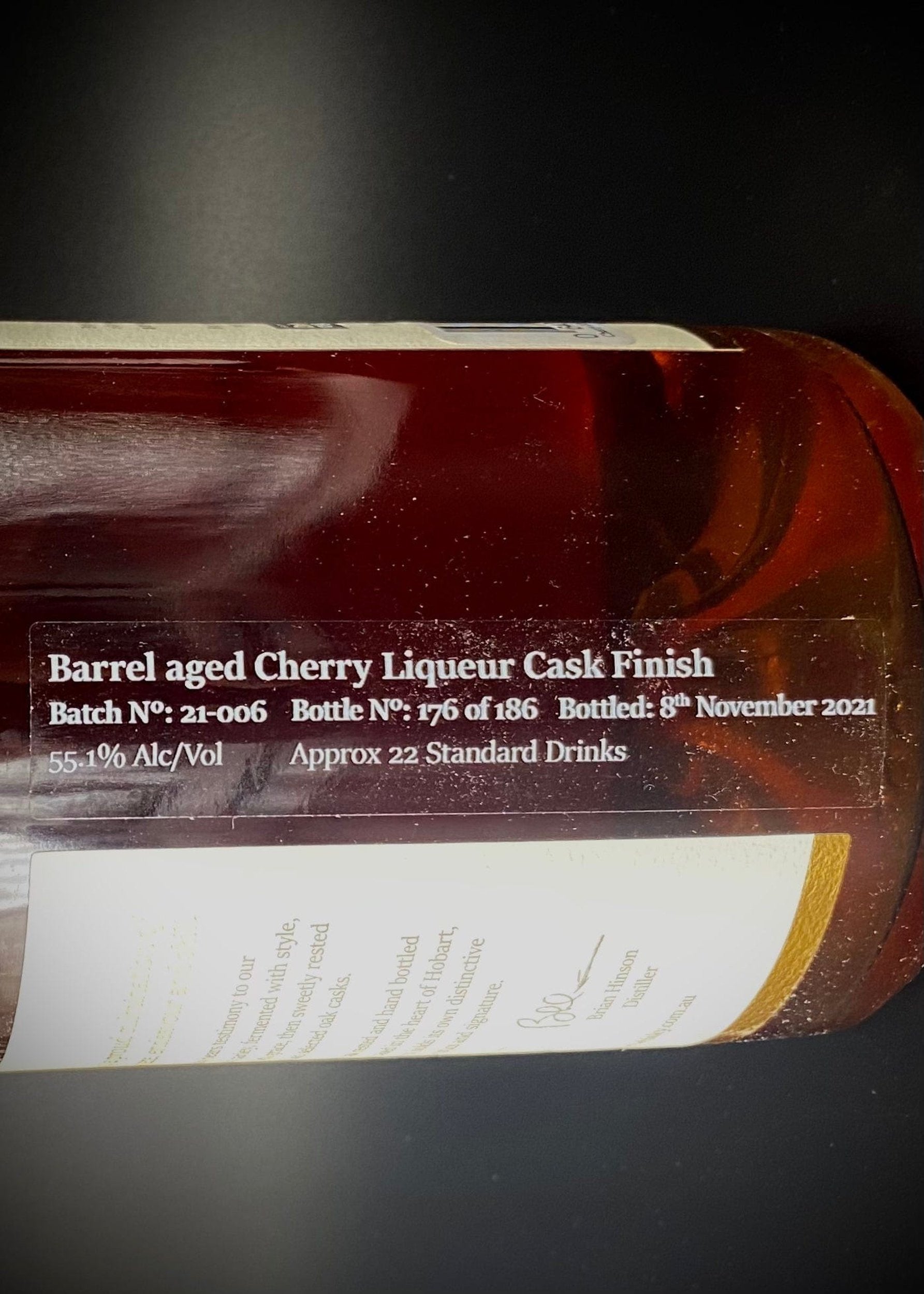 Horny Pony  Hobart Whisky - Cherry Liqueur Cask#21-006 - 55.1% ABV - 30ml